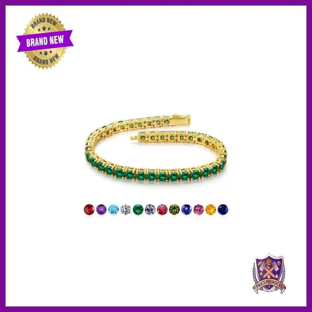 Sterling Silver Tennis Bracelet 6.5" Emerald Birthstone Anniversary Gift